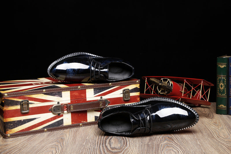 Leather shoes men's business formal casual spring and autumn British Korean version waterproof non-slip inner heightened suit groom wedding shoes