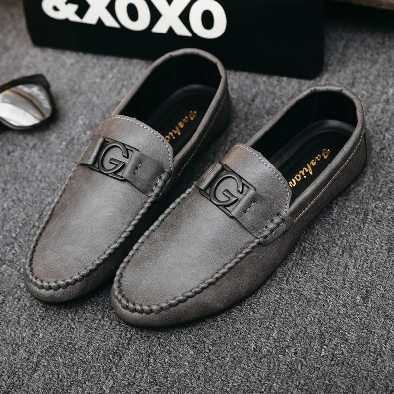 Loafers men's lazy shoes soft leather shoes Korean version casual shoes men's shoes summer new men's versatile trend shoes