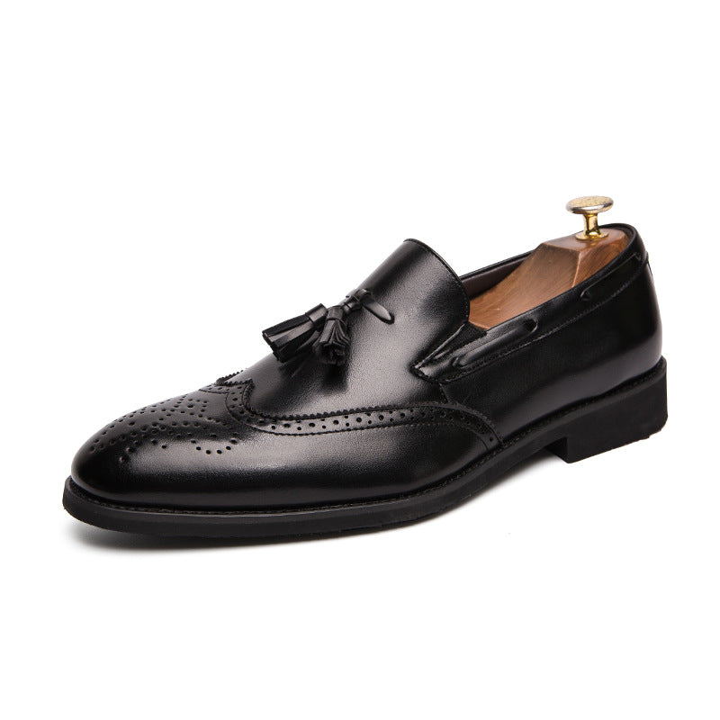 Cross-border men's brogue leather shoes - plus size fashion tassel leather shoes - business casual