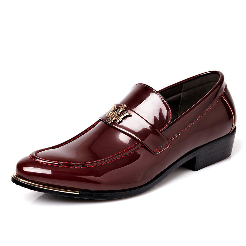 Men's White Leather Formal Shoes, Pointed Toe, Business