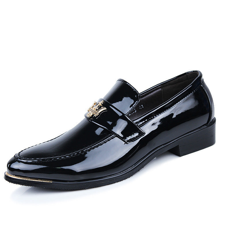 Men's White Leather Formal Shoes, Pointed Toe, Business