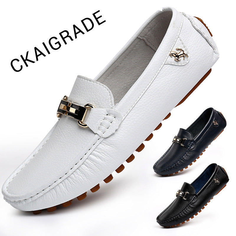 Men's Black Leather Loafers, British Style, Style 0743