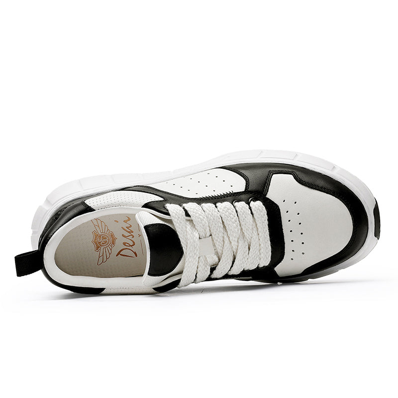 TNV Casual Shoes Thick Bottom Leather Sneaker Laces Up Summer Breathable DS3350