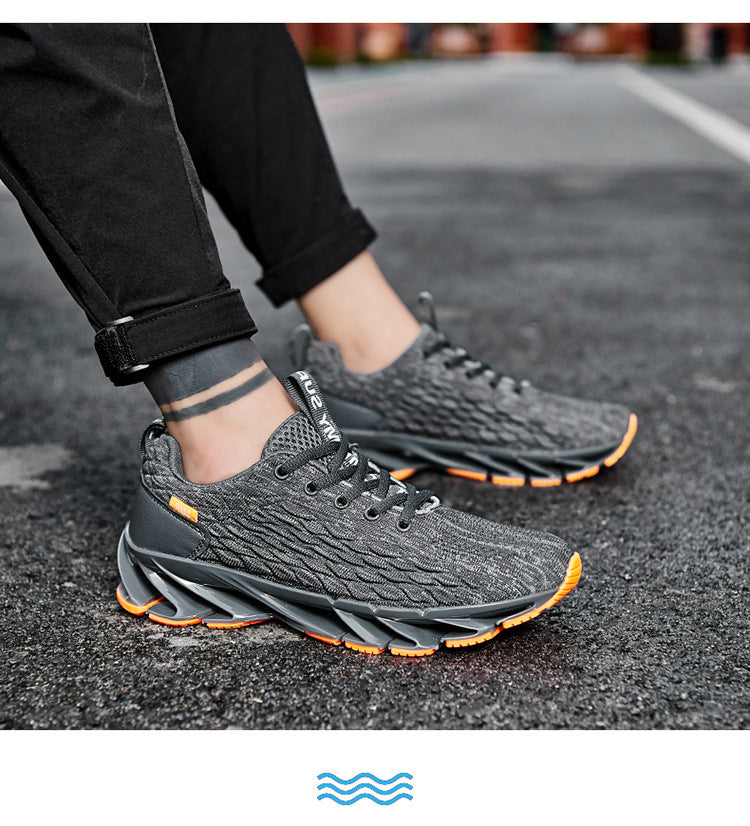 2021 summer new men's trendy shoes - fish scale blade fashion running shoes - flyknit breathable plus size athletic sneakers for men