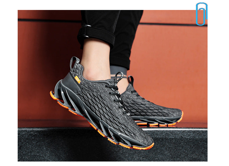 2021 summer new men's trendy shoes - fish scale blade fashion running shoes - flyknit breathable plus size athletic sneakers for men