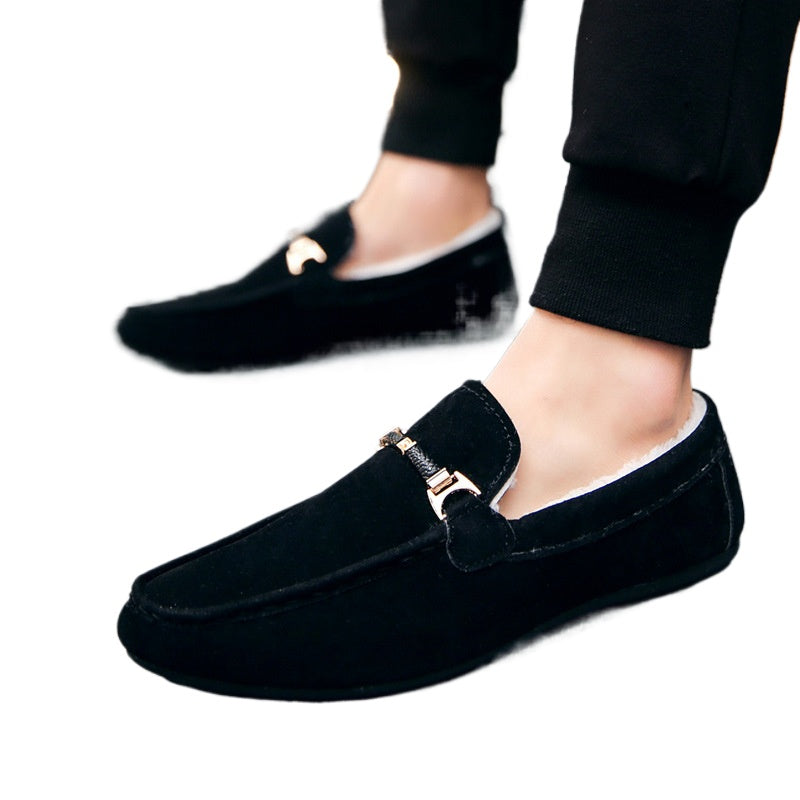 Autumn and winter velvet cotton shoes warm casual shoes trendy men velvet beanie shoes men lazy shoes cover feet one pedal men's shoes