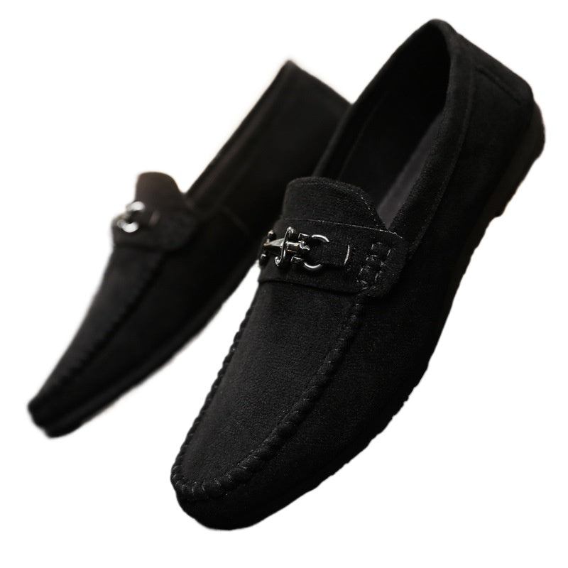 Waterproof casual sports men's one-foot loafer Doudou small leather shoes lazy fashion youth formal men's shoes handmade