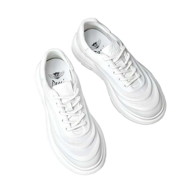 TNV Casual Genuine Leather Shoes Thick Bottom Sneakers Laces Up Breathable DS06037