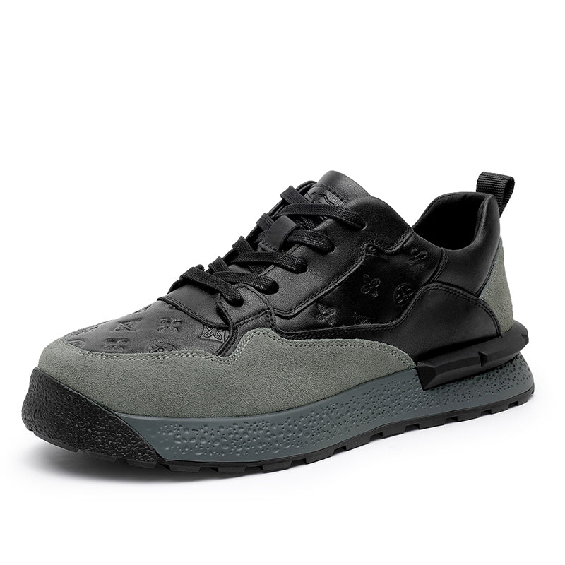 TNV Casual Leather Shoes Genuine Leather Thick Bottom Sneakers Laces Up Breathable DS3319