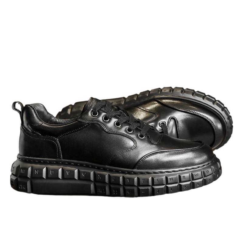 TNV Casual Leather Shoes Genuine Leather Thick Bottom Sneakers Laces Up  Breathable DS33139