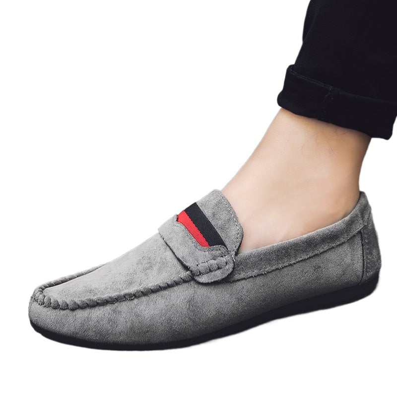 2024 new wedding groom shoes gray Korean version of trendy shoes business work leather surface loafu beanie shoes dress British