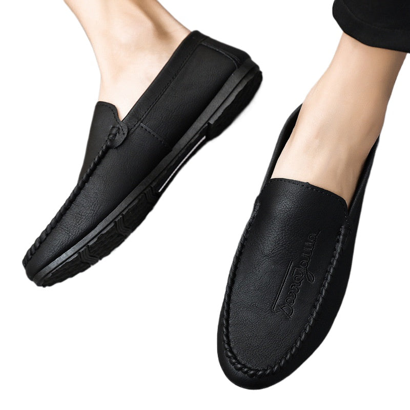 Lazy black spirit guy shoes business fashion soft surface breathable British style loafer beanie shoes platform Internet celebrity