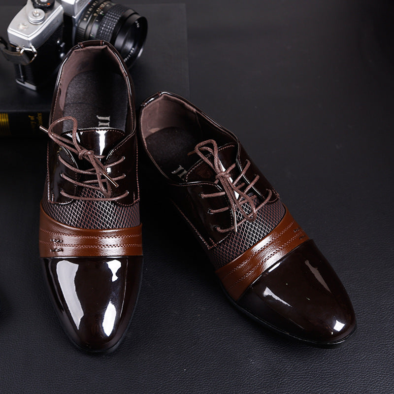 Cross-border premium plus-size leather dress shoes for men - business formal, lace-up, pointed-toe c 2