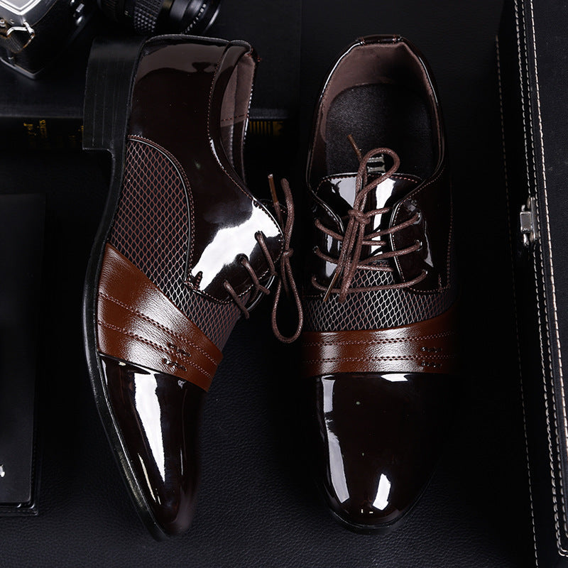 Cross-border premium plus-size leather dress shoes for men - business formal, lace-up, pointed-toe c 3