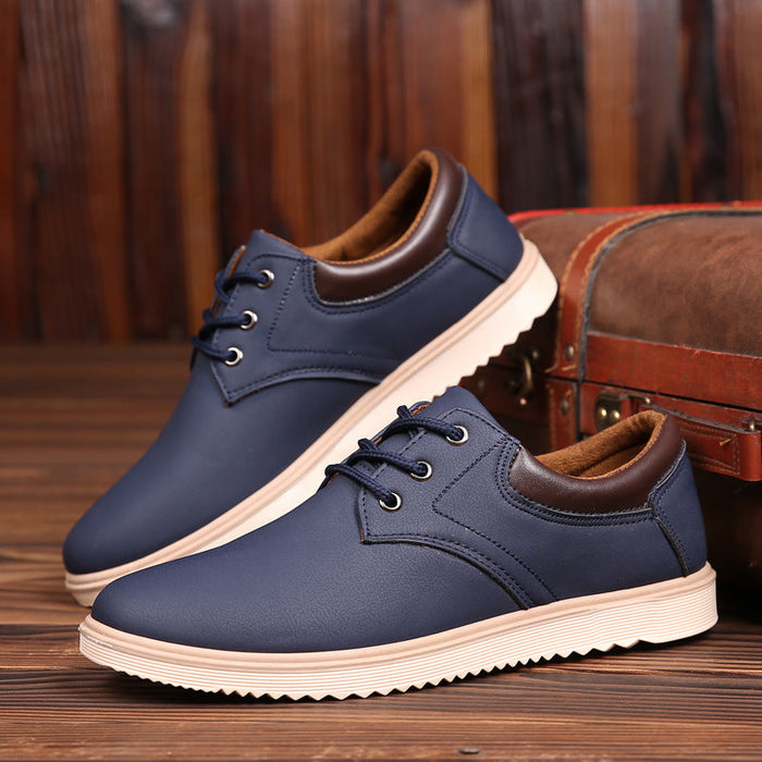 Work waterproof and non-slip big head leather shoes men's tooling shoes casual shoes Korean men's shoes spring tide shoes a generation.(P)