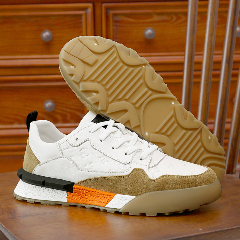 TNV Casual Shoes Genuine Leather Thick Bottom Sneakers Laces Up Summer Breathable DS3126