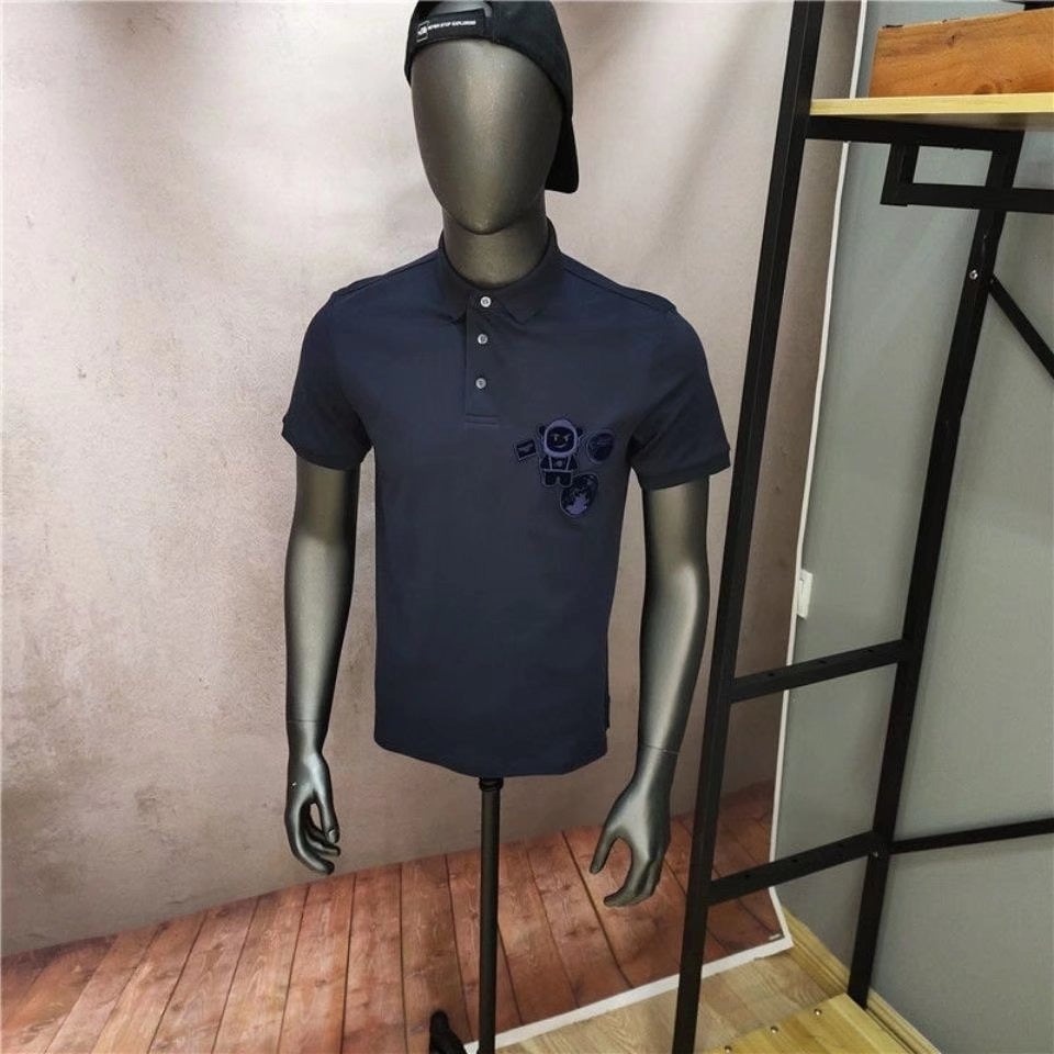 Polo shirt boys' short-sleeved T-shirt trendy student versatile half-sleeved summer lapel top trendy brand youth T-shirt