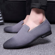 Men Slip On Round Burnished Toe Faux Leather Slip Resistant Block Heel Low Top Non Slip Anti-slip Walking