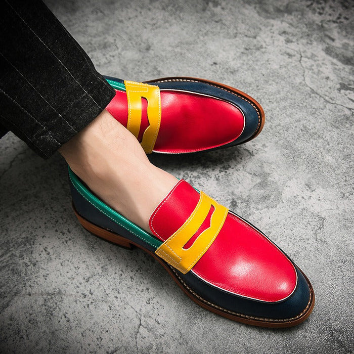 Mens Dress Shoes Formal Patchwork Leather Shoe Fashion Handmade Wedding Party Shoes Men Loafers Oxford Shoes Plus US 5.5-13.5(P)