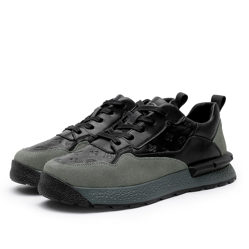 TNV Casual Leather Shoes Genuine Leather Thick Bottom Sneakers Laces Up Breathable DS3319