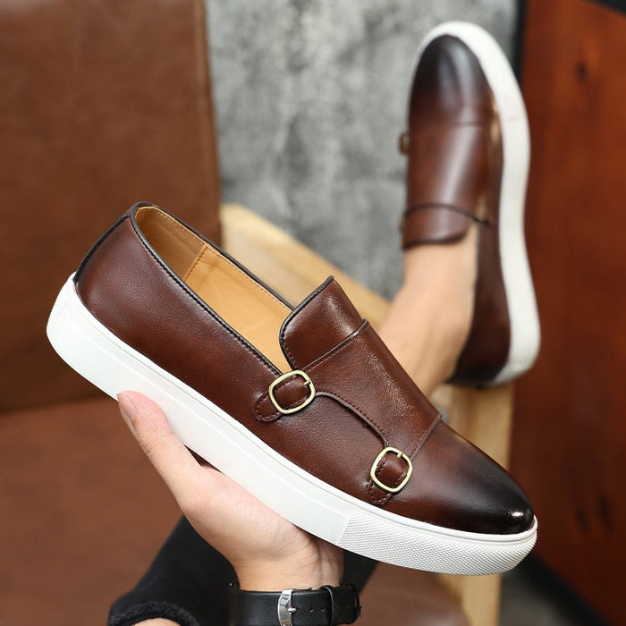 2026 new summer loafers for men, Korean version, trendy, versatile, casual, British genuine leather lazy shoes, breathable(P)