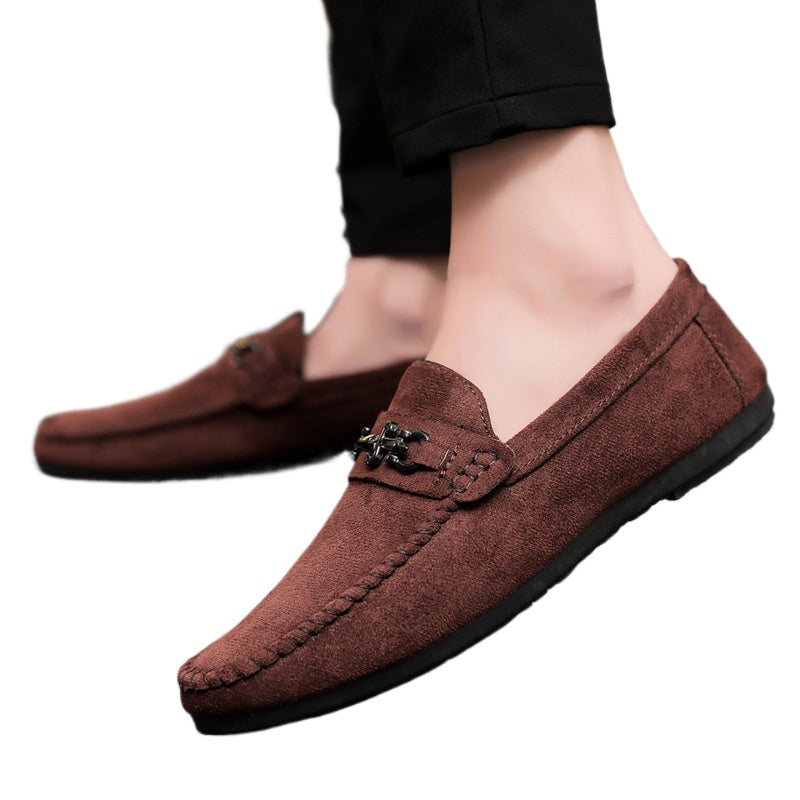 Waterproof casual sports men's one-foot loafer Doudou small leather shoes lazy fashion youth formal men's shoes handmade
