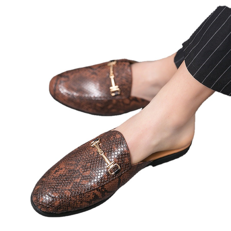 Summer half slippers Korean version of the trend personality outdoor sandals one foot lazy men's shoes outside wearing bag-head small leather shoes