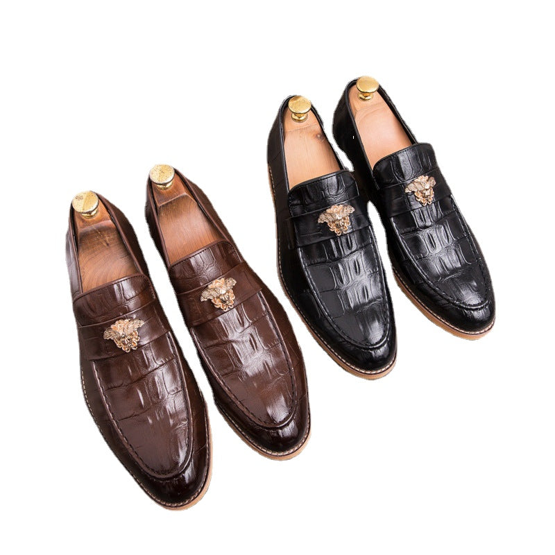 Men's Black Leather Formal Shoes, Retro, Business, Style 2391
