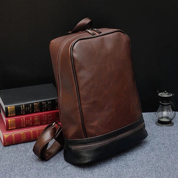 New Men Vintage Brown Backpack Laptop Bag Preppy Style Fashion