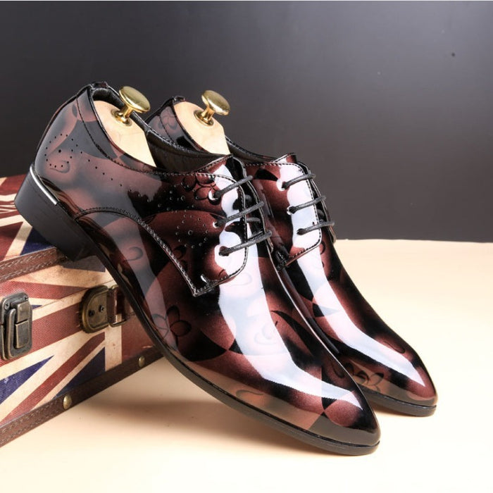 Cross-border large-size leather shoes, fashionable business formal shoes for men, bright leather pointed toe shoes, size 50