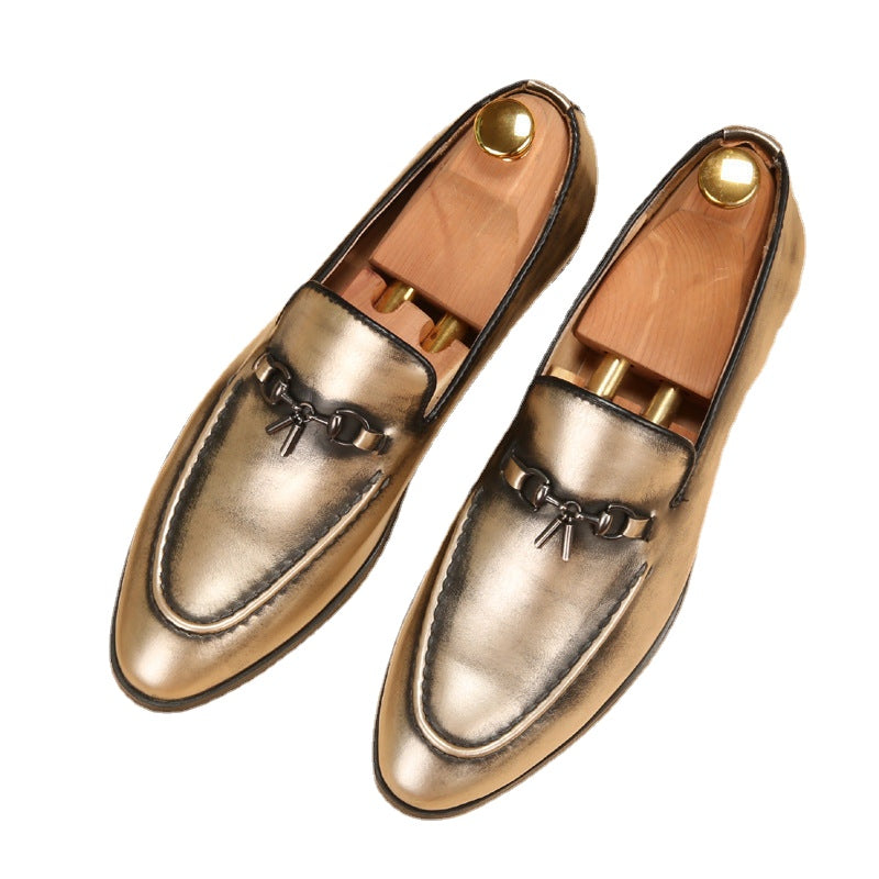 Spring and Summer Personality Slip-on Lazy Shoes Polished Nightclub Social Guy Peas Shoes Men's British Style Trendy Shoes Retro
