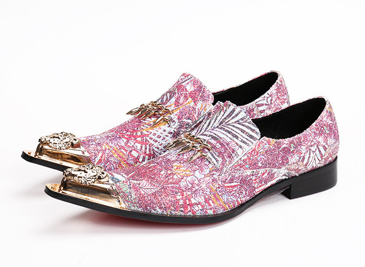 Men's Leather Formal Shoes – Pointed Toe, Crocodile Pattern – Style 19