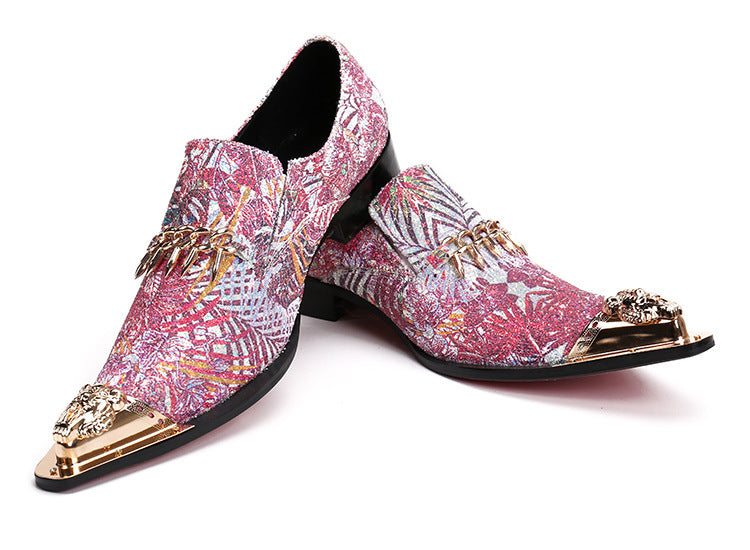 Men's Leather Formal Shoes – Pointed Toe, Crocodile Pattern – Style 19
