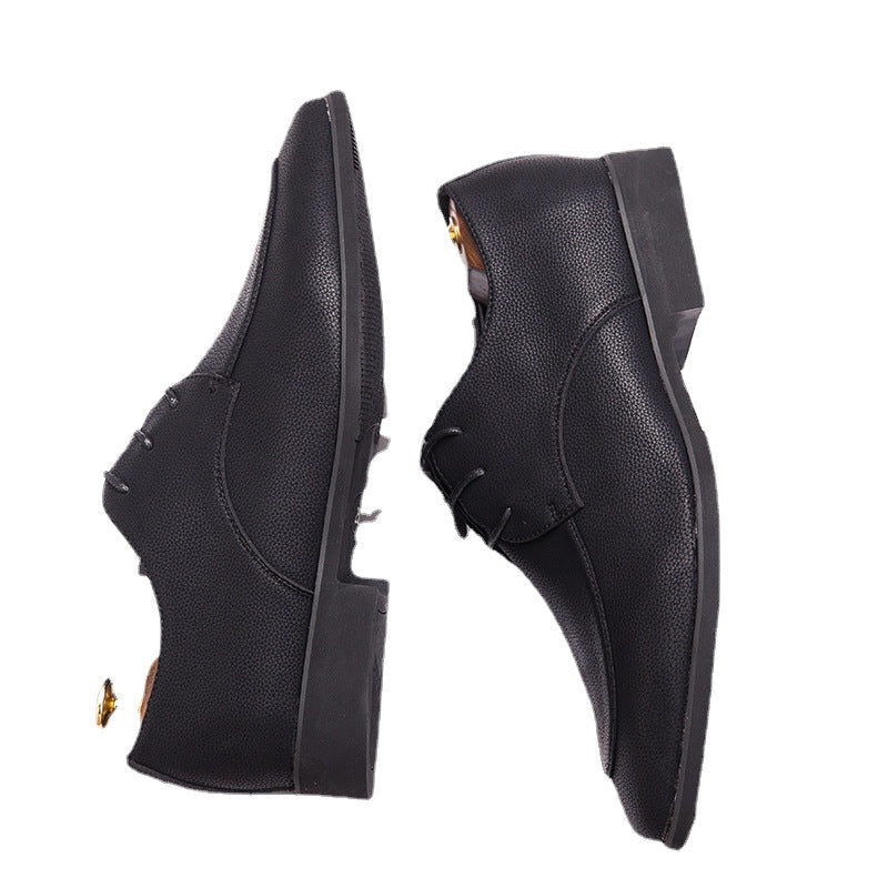 24 spring British men's business casual shoes men Korean version of pointed trend youth tie formal men's shoes