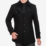 Autumn and winter new thickened woolen coat men's coat medium and long men's woolen trench coat business middle-aged men's clothing