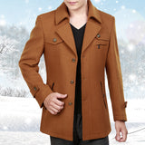 Autumn and winter new thickened woolen coat men's coat medium and long men's woolen trench coat business middle-aged men's clothing