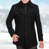Autumn and winter new thickened woolen coat men's coat medium and long men's woolen trench coat business middle-aged men's clothing