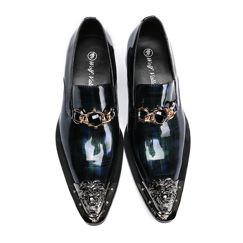 Pointed toe fashionable British set-toe business casual shoes casual foreign trade personalized carved leather shoes genuine leather low-top shoes