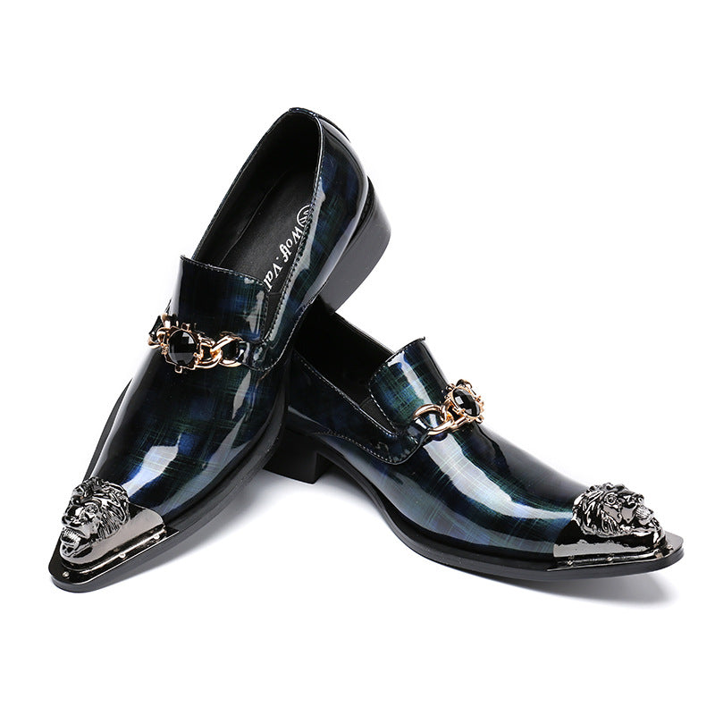 Pointed toe fashionable British set-toe business casual shoes casual foreign trade personalized carved leather shoes genuine leather low-top shoes
