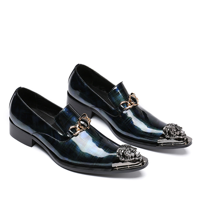 Pointed toe fashionable British set-toe business casual shoes casual foreign trade personalized carved leather shoes genuine leather low-top shoes