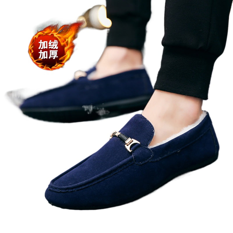 Autumn and winter velvet cotton shoes warm casual shoes trendy men velvet beanie shoes men lazy shoes cover feet one pedal men's shoes