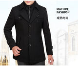 Autumn and winter new thickened woolen coat men's coat medium and long men's woolen trench coat business middle-aged men's clothing