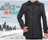 Autumn and winter new thickened woolen coat men's coat medium and long men's woolen trench coat business middle-aged men's clothing