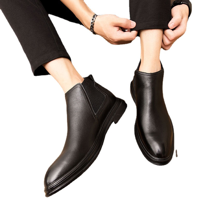 24 Autumn Breathable Chelsea Boots Men's High Gang Men's Boots English Leather Boots Martin Boots Men's Mid-Tide Shoes