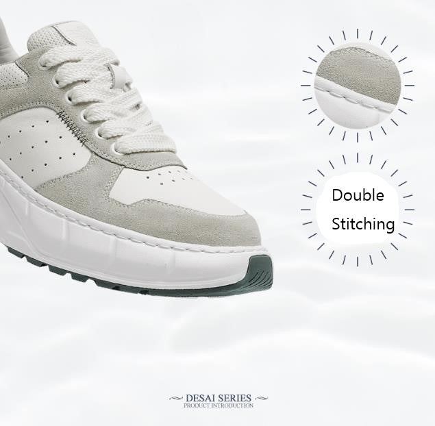 TNV Casual Shoes Thick Bottom Leather Sneaker Laces Up Summer Breathable DS3350