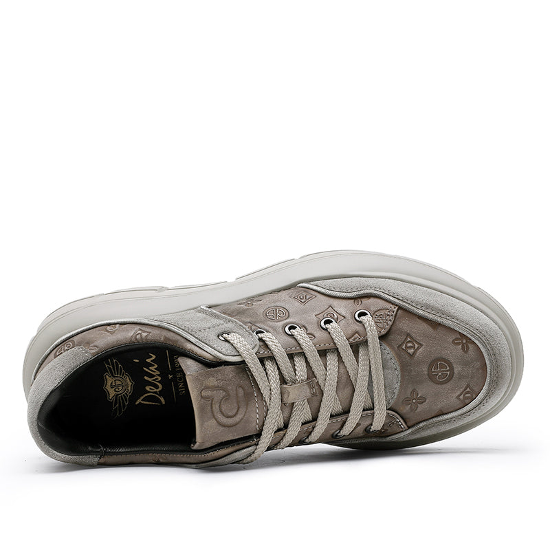 TNV Casual Leather Shoes Genuine Leather Thick Bottom Sneakers Laces Up autumn winter Breathable DS02856