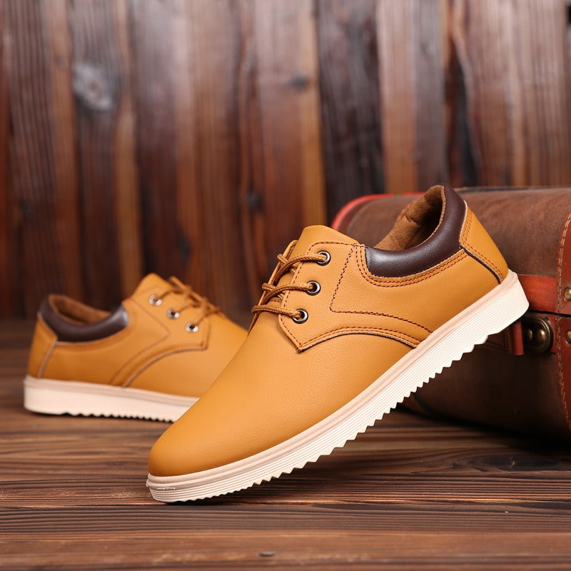 Work waterproof non-slip large leather shoes men's work shoes casual shoes Korean style men's shoes spring trendy shoes
