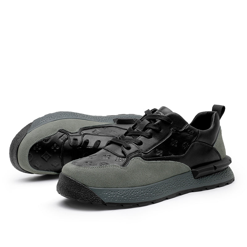 TNV Casual Leather Shoes Genuine Leather Thick Bottom Sneakers Laces Up Breathable DS3319
