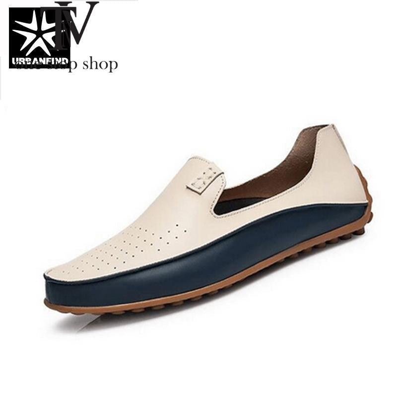 Men's Blue Leather Moccasin Loafers