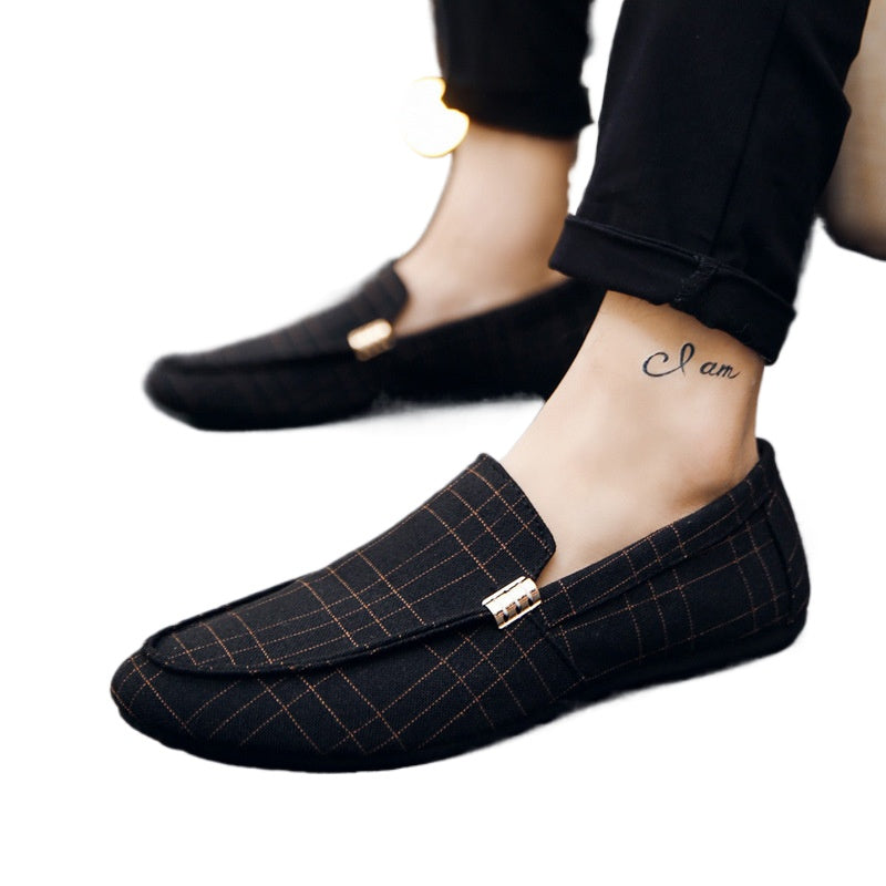 Autumn casual shoes trendy shoes cloth shoes Doudou shoes men's lazy shoes breathable one pedal men's shoes foreign trade large size 384546
